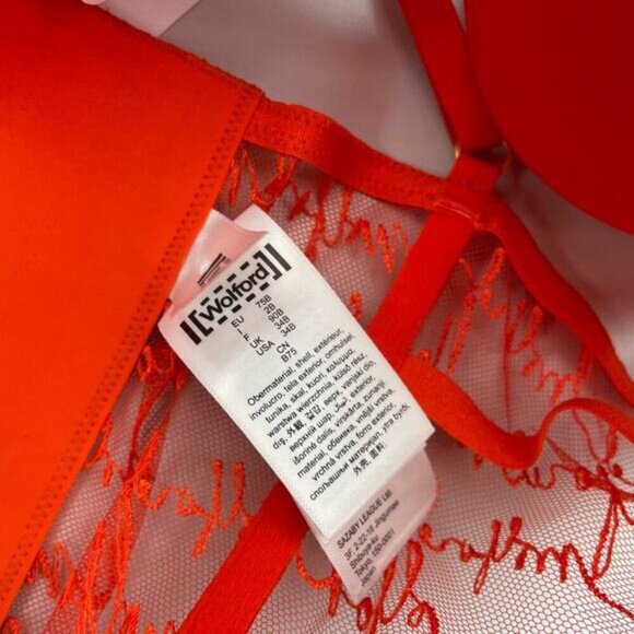 NWT WOLFORD Logo Obsessed Bustier Sz 34B Red Glow - Picture 11 of 11